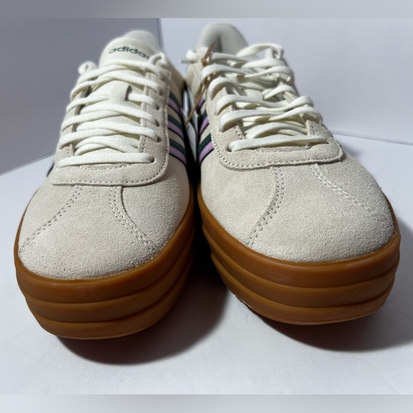 Adidas VL Court Bold Platform Sneakers Cream purple green Gum Sole Women’s 9.5 - Picture 4 of 15
